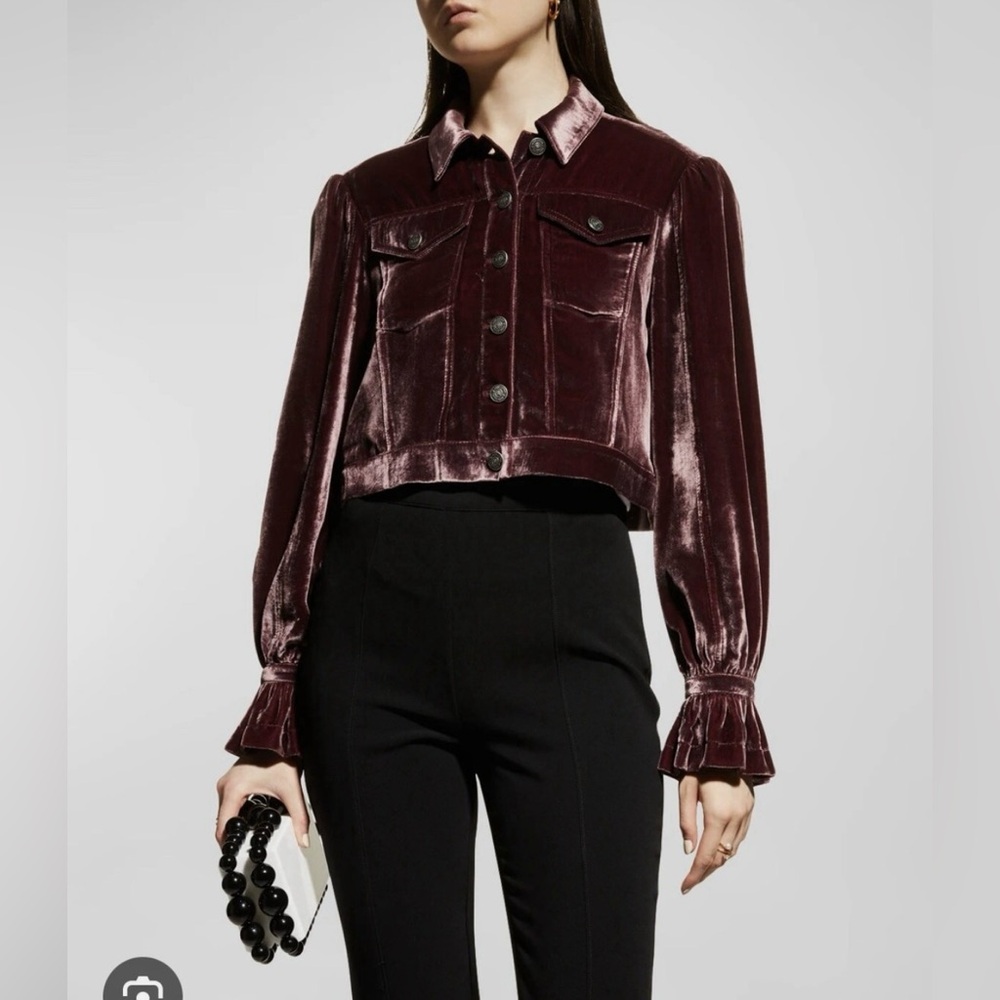 Cinq à Sept Dillon Cropped Velvet Jacket - Picture 2 of 11